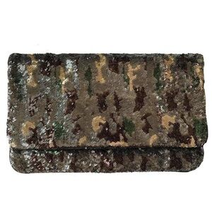 BCBGMAXAZRIA Sequin Envelope Clutch Camo